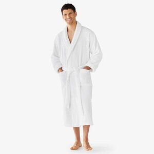 NEW THE COMPANY STORE  Mens Soft Cotton Long Bath Robe Size XL White